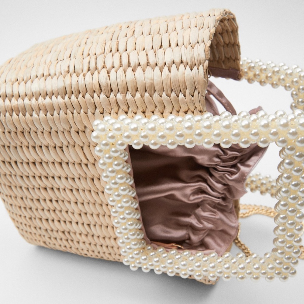 🧚‍♀️ZARA PEARL HANDLE BASKET BAG 🧚‍♀️ - Picture 2 of 6